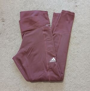Adidas Burgundy Fleece Lined Leggings